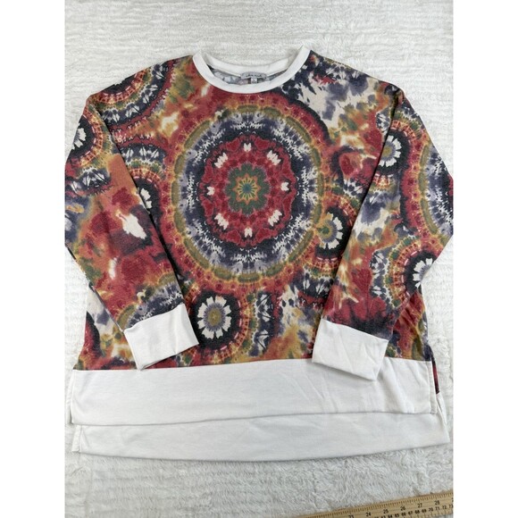 White Birch Tops - White Birch Boho Mandala Tie Dye Pullover Sweatshirt Size L